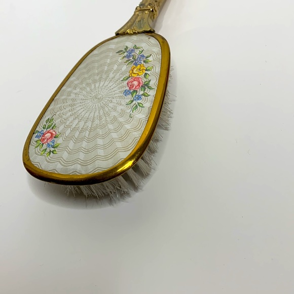 Vintage Hairbrush | Gold Accented Floral Designed Elegant Vanity Piece Grooming - Picture 6 of 9